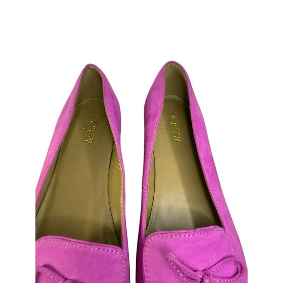 J.Crew Bow Loafers Intense Pink Womens 8.5 Faux Suede Slip On Shoes EUC - Picture 3 of 11